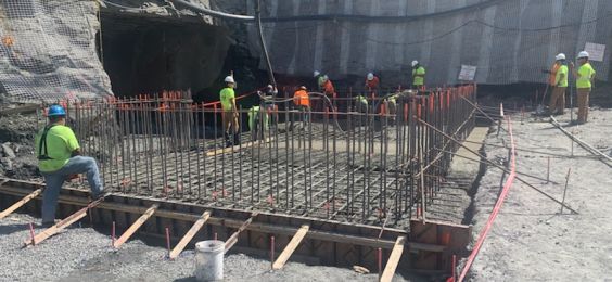 Foundation construction for ventilation shaft